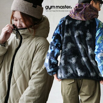 ジムマスター(gymmaster) ジムマスター ジャケット フード付き ボア 総柄 キルト 中綿 ハッピーペイント 暖かい 軽い パティ