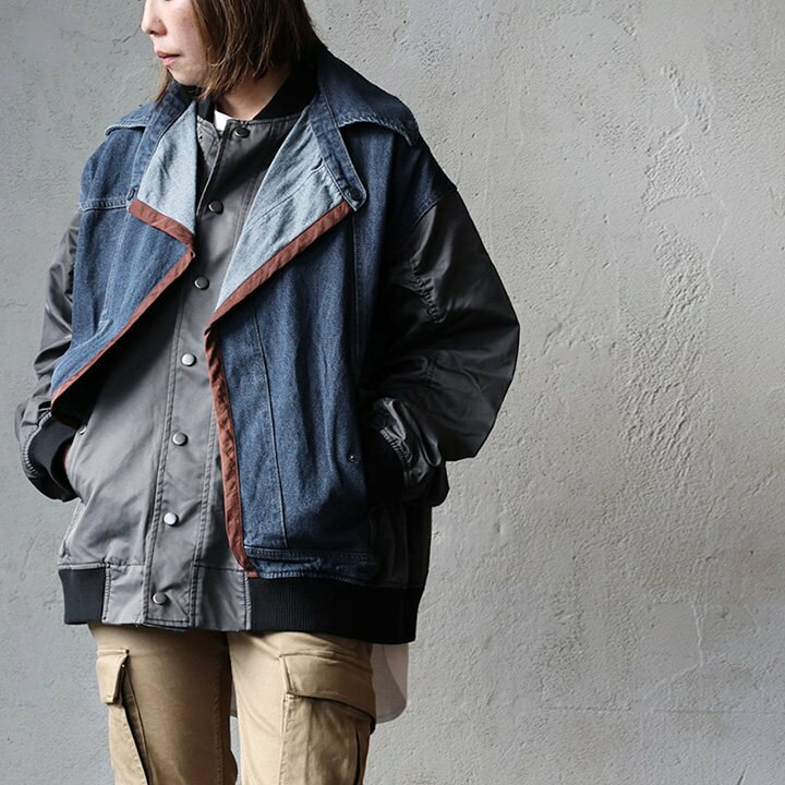 楽天市場】Gジャン ブルゾン レディース MA-1 10オンスデニム コンビ 