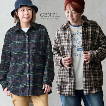 シャツ 長袖 チェック柄 ポリエステル 厚手 暖かい 起毛 軽い 重ね着 ゆったり 大きいサイズ 体型カバー パティ ジャンティ