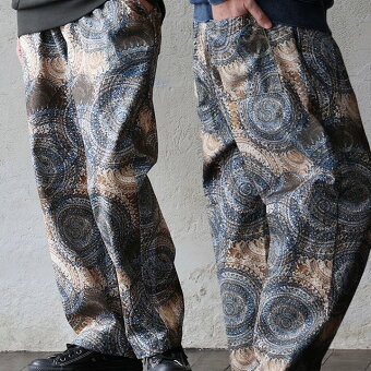 レボ(REVO.) パンツ ワイド イージー ダマスクペイズリー 総柄 ポリエステル ウエストゴム ゆったり 大きいサイズ 体型カバー パティ