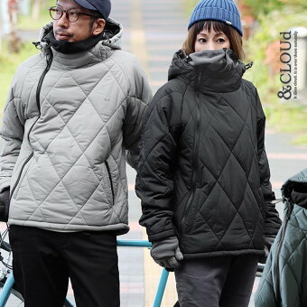 ダウン パーカー サイクリングパーカー 冬 アウター ハイネック 撥水 防風 サーモライト 斜めジップ パティ ＆CLOUd アンクラウド