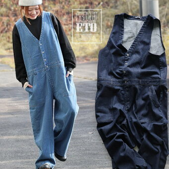 ＰＡＴＹ デニム サロペット ゆったり 着痩せ 柔らか 綿100% コットン おしゃれ 春 夏 秋 冬 重ね着 大人 カジュアル アメカジ ブルート
