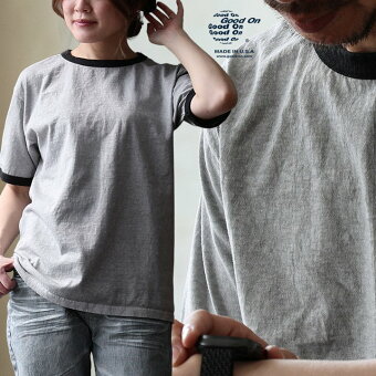 グッドオン Tシャツ リンガーTシャツ 半袖 配色 無地 米綿 USAコットン 天竺 ピグメント 褪せ色 日本製 伸縮性 タフパティ