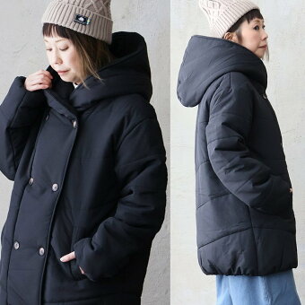 コート ミディ丈 お尻隠れる 無地 異素材切り替え ニット ナイロン 裏地付き 中綿 暖かい 軽い ゆったり 大きいサイズ パティ