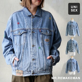 ミスターリメイクマン Gジャン デニム ジャケット デニム リメイク 花刺繍 3rd 体型カバー パティ