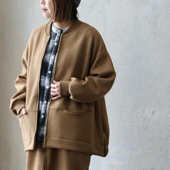 ブルゾン ジャケット MA-1 無地 ポリエステル スエード フリース 暖かい 軽い 袖リブ 大きいサイズ 体型カバー パティ