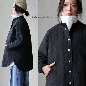 キルティングジャケット 袖リブ 着痩せ ワイド 軽い 中綿 軽い ゆったり スリット 裾ラウンド カジュアル 冬 パティ
