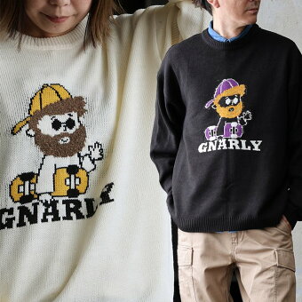 ニット セーター 長袖 クルーネック キャラクター おじさん アクリル 伸縮性 暖かい 軽い パティ