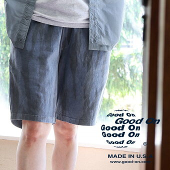 グッドオン ハーフパンツ 柿渋 弁柄 5.5オンス 米綿 USAコットン 日本製 タフ ウエストゴム ゆったり 楽ちん パティ