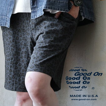 グッドオン ハーフパンツ ひざ丈 レオパード 米綿 USAコットン 天竺 しっかり生地 タフ 日本製 ウエストゴム ゆったり パティ