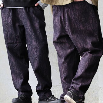 レボ(REVO.) パンツ テーパード 総柄 ジャガード デニム コットン タフ しっかり生地 ゆったり 大きいサイズ カジュアル パティ