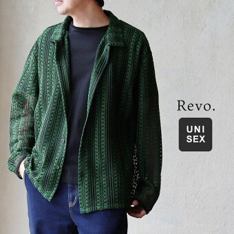 レボ(REVO.) シャツ 長袖 レース 透かし編み 透け 薄手 軽い 涼しい 花柄 ストライプ 配色 重ね着 紫外線 冷房対策 パティ