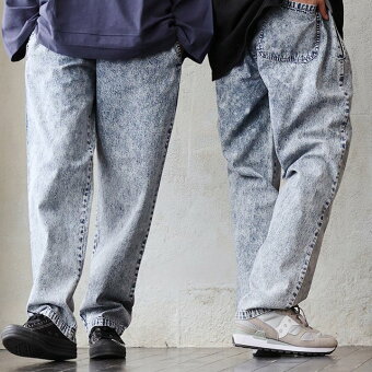 コリスコ(CORISCO) パンツ シェフパンツ ワイド テーパード ケミカルデニム 綿100 コットン 軽い 薄手 ウエストゴム 大きいサイズ パティ