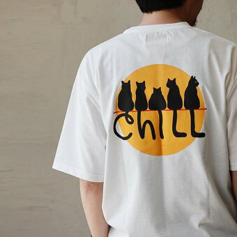 コリスコ(CORISCO) Tシャツ 5分袖 クルーネック ネコ 猫 アニマル バックプリント 刺繍 ワンポイント T/C 天竺 パティ