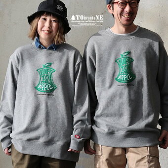 ＰＡＴＹ トレーナー スウェット 長袖 裏毛 綿100 USAコットン ワイド 袖 裾 リブ アップル サガラ 刺繍 パティ トーン