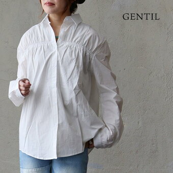 シャツ 長袖 シャーリングゴム 無地 綿100 コットン 薄手 軽い 動きやすい 通気性 体型カバー カジュアル パティ ジャンティ