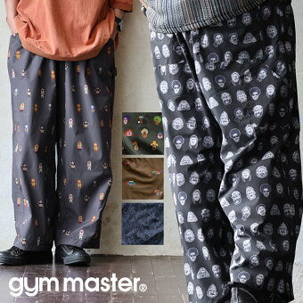 ジムマスター(gymmaster) ジムマスター ペインターパンツ ストレート ワイド 総柄 薄手 軽い 涼しい ウエストゴム 体型カバー パティ