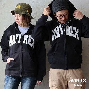 AVIREX(アヴィレックス) アビレックス パーカー ジップパーカー 長袖 裏起毛 コットン ポリエステル ロゴ カジュアル アメカジ パティ