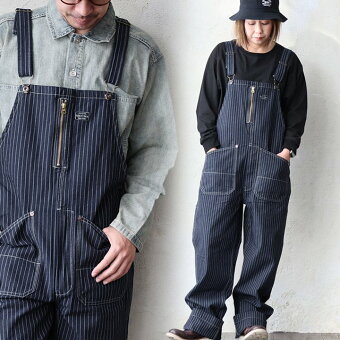 オーバーオール サロペット ヒッコリー ストライプ 綿100 コットン ノンストレッチ ノンスト 厚手 パティ ショット