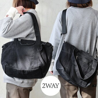 バッグ トートバッグ ショルダーバッグ 2WAY デニム 綿100 コットン しっかり生地 タフ ループ付き ポケット カジュアル パティ