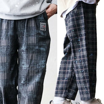 パンツ テーパード 総柄 花柄 ストライプ チェック柄 綿100 コットンツイル しっかり生地 ウエストゴム 大きいサイズ 体型カバー パティ