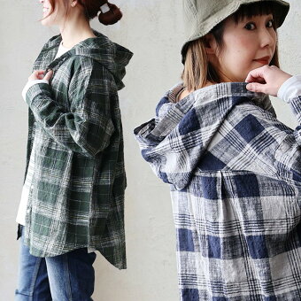 シャツ フード付き シャツ シャツパーカー 7分袖 お尻隠れる すっきり クレイジー 配色 ストライプ 綿100％ パティ