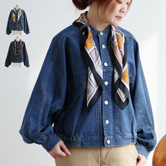 ジャケット Gジャン デニムジャケット ヴィンテージ風 スカーフ 綿100 コットン デニム