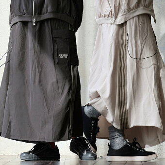 スカート ラップスカート 巻きスカート ロング丈 配色ライン 綿100 コットン フラップポケット ウエストゴム 大きいサイズ パティ