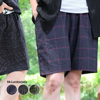 ガゼットクロッチ ハーフパンツ ショートパンツ シアサッカー 夏 涼しい 軽い 薄手 ウエストゴム ゆったり