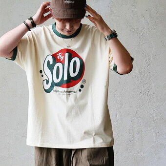 Tシャツ 5分袖 クルーネック リンガーT ロゴプリント パウダー加工 褪せ色 配色 綿100 コットン ドライ 体型カバー パティ