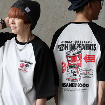 Tシャツ 5分袖 ラグランスリーブ クルーネック 配色 バックプリント 綿100 コットン 天竺 伸縮性 体型カバー パティ