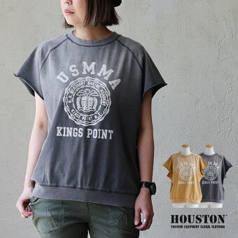 Tシャツ 半袖 クルーネック フレンチスリーブ ロゴプリント ケミカルウォッシュ 褪せ色 パティ ヒューストン