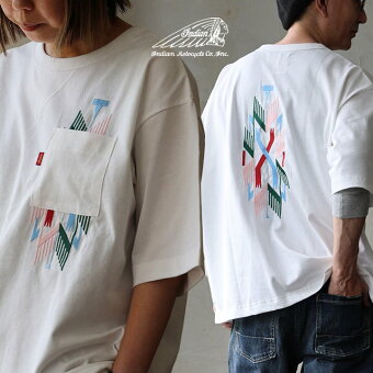 インディアン(INDIAN) Tシャツ 半袖 クルーネック Vガゼット チマヨ刺繍 綿100 コットン 通気性 滑らか カジュアル 夏 パティ