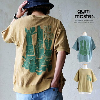 ジムマスター(gymmaster) ジムマスター Tシャツ 5分袖 クルーネック プリント サボテン ピグメント 褪せ色 綿100 コットン 柔らか パティ