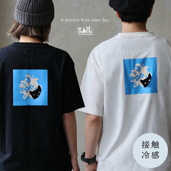 tシャツ 半袖 着痩せ しっかり 丈夫 綿100％ 接触冷感 サガラ刺繍 ネコ アップル ティーシャツ 夏 重ね着 大人 セイル
