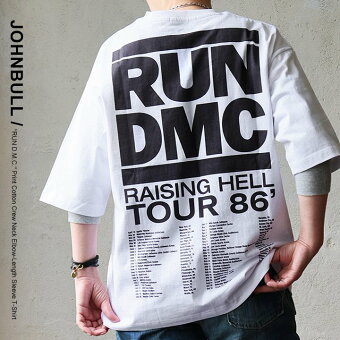 ジョンブル(Johnbull) ジョンブル Tシャツ 5分袖 クルーネック プリント バックプリント ロゴ 配色 綿100 コットン 柔らか パティ