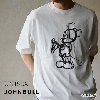 ジョンブル(Johnbull) ジョンブル Tシャツ 半袖 クルーネック ミッキーマウス 刺繍 綿100 コットン 柔らか 伸縮性 パティ
