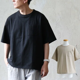 Tシャツ 5分袖 クルーネック 無地 カットサッカー コットン 薄手 通気性 涼しい 軽い 体型カバー パティ