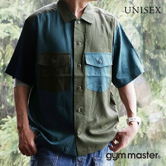 ジムマスター(gymmaster) ジムマスター シャツ 5分袖 麻 レーヨン 配色 薄手 軽い 通気性 ベタつきにくい 涼しい 大きいサイズ パティ