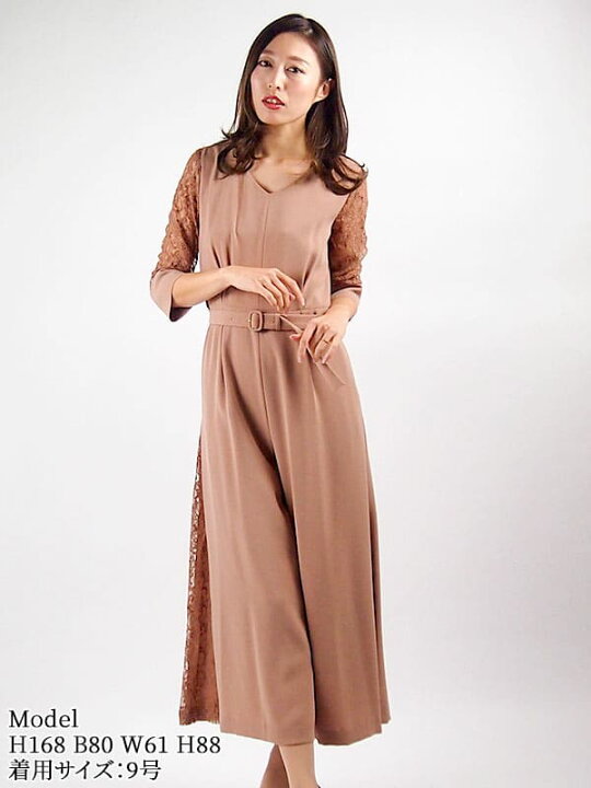 楽天市場 レンタル レンタルパンツドレス Grace Continental グレースコンチネンタル サイドレース切替サロペット ベージュ 9号 11号 Fy16ren07 レンタルドレス パティドレ