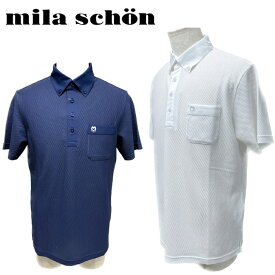 mila shоn ミラショーン メンズ ゴルフ ゴルフウェア ポロ ポロシャツ シンプル ストレッチ性 伸縮性 吸水速乾性 UVカット 大きめサイズ 48/50 送料無料 7333274155