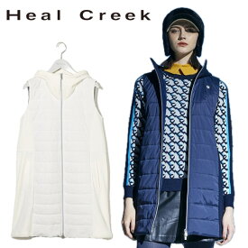 Heal Creek ヒールクリーク ストレッチタフタ中綿ベストワンピース レディース ゴルフ ゴルフウェア ジレ ハイネック モックネック ダブルジップ 撥水 ストレッチ 軽量 保温 裏地あり ウエスト調整可能 防寒 40/42 M/L 00269270 送料無料