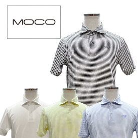 MOCO モコ HQ/JQニットギンガムチェック メンズ ポロシャツ 半袖ポロ ゴルフ ゴルフウェア ビジネス ストレッチ性 吸水速乾 サイズL 送料無料 21-2241244