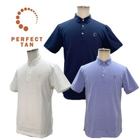 PERFECT TAN パーフェクトタン シャンブレーポロシャツ メンズ 半袖ポロ ゴルフ ゴルフウェア ビジネス 吸水速乾 UVカット M/L 送料無料 PT-23SSM-05