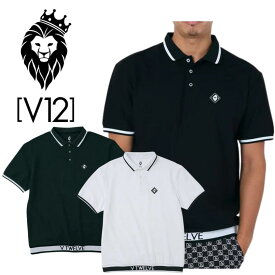 V12 ブイトゥエルブ RIBY POLO メンズ ポロシャツ 半袖ポロ ゴルフ ゴルフウェア ストレッチ 裾リブ M/L/XL 送料無料