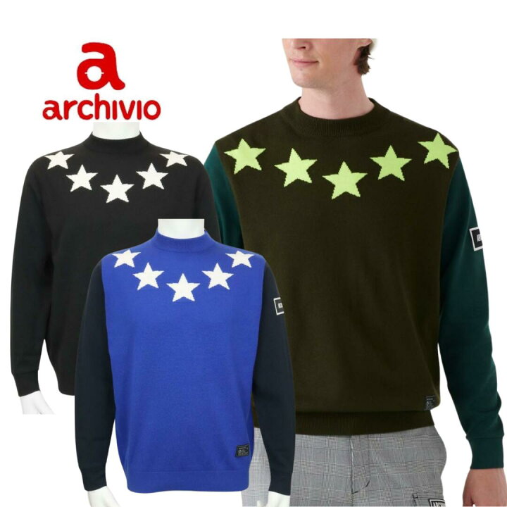 楽天市場】archivio アルチビオ 素材切替星柄ニット メンズ ゴルフ 