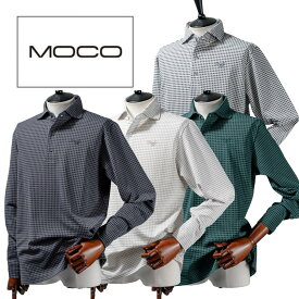 【送料無料】 MOCO モコ HG/JQニットギンガムチェック メンズ ゴルフ ゴルフウェア ビジネス ポロシャツ 長袖 紳士服 シャツ L/LL/XL ギフト プレゼント 21-2242810 SALE セール