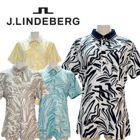【送料無料】 J.LINDEBERG ジェイリンドバーグ Georgia Print Polo レディース ゴルフウェア ポロシャツ 半袖ポロ ストレッチ 吸水速乾 サイズ42 総柄 07225140 072-25140