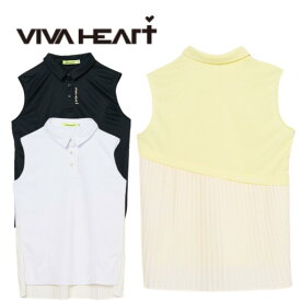 【送料無料】 VIVA HEART ビバハート バックプリーツノースリーブシャツ ゴルフ レディース ポロシャツ 吸水速乾 UVカット サイズ40 01225470 012-25470
