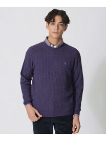 メランジケーブルクルーネックセーター Paul Stuart ポール・スチュアート トップス ニット レッド ブルー イエロー パープル【送料無料】[Rakuten Fashion]